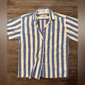 Blue and White Striped Casual Men's Shirt